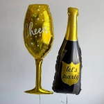 Фольгированный шар-фигура «Бокал. Cheers» в золотом цвете, 81 см