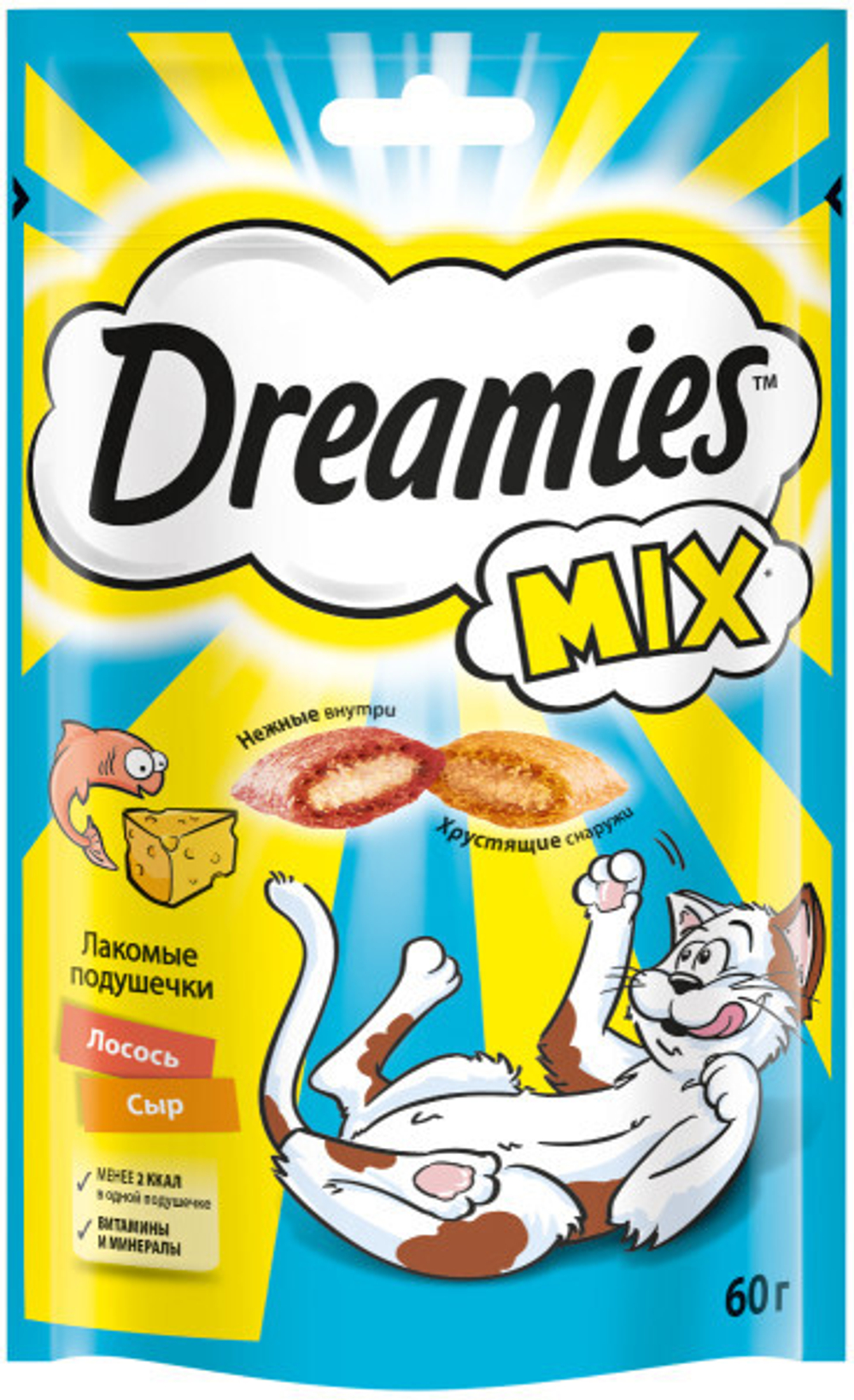 Лакомство Лосось и сыр, 60г для кошек Dreamies Микс