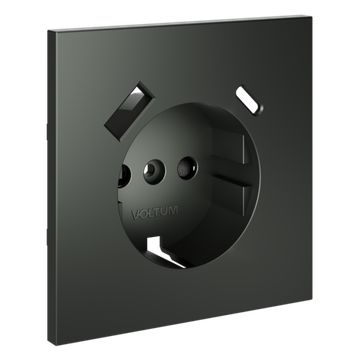 Накладка для розетки с заземлением и защитными шторками, с USB A+C, S70 (титан)