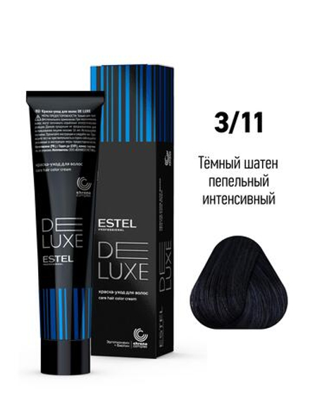 ESTEL De Luxe краска-уход для волос, 3/11 темный шатен пепельный, 60 мл