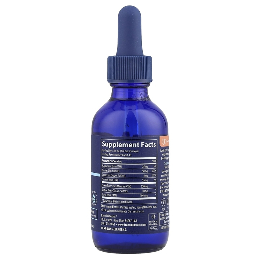 Trace Minerals Liquid Ionic Zinc 50 mg 59 мл , Липосомальный Цинк
