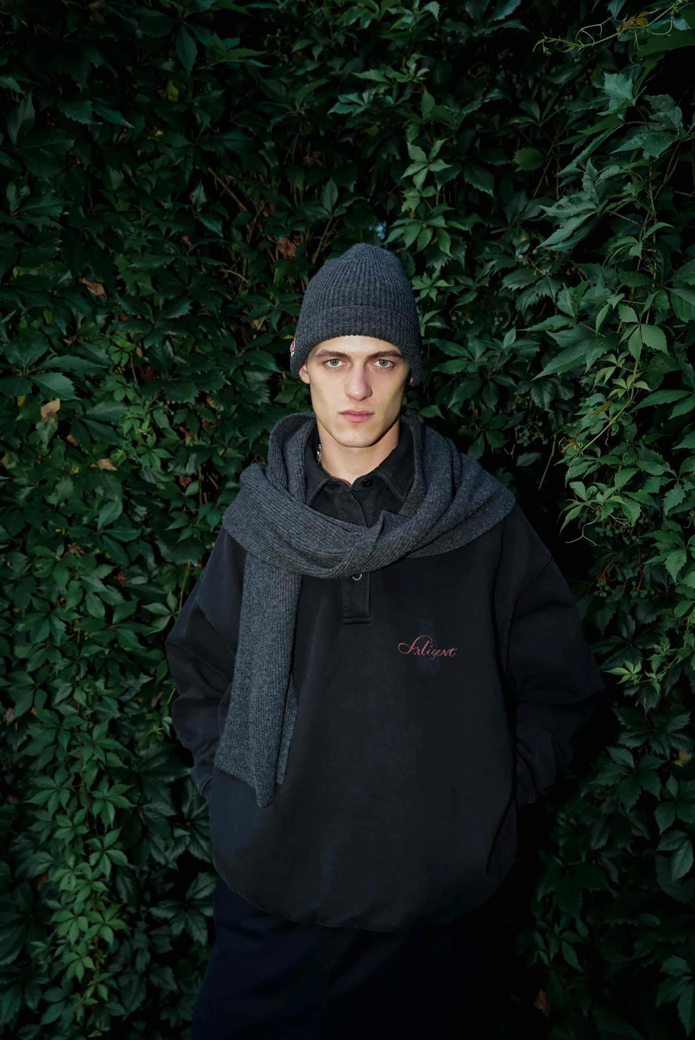 Шарф из шерсти мериноса серый