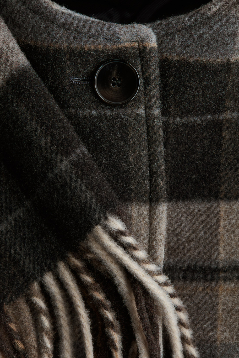 H&M Пальто из смесовой шерсти с воротником-шарфом, светло-бежевый