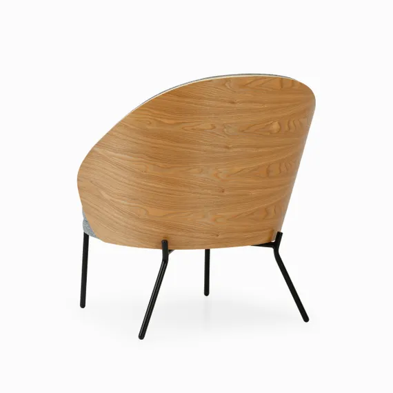 Лаунж-кресло Rosin, серая обивка, шпон ясеня