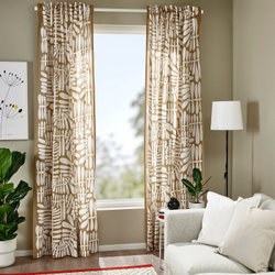 IKEA MAJSMOTT  (ИКЕА МАЙСМОТТ)  -  Штора, 2 шт, на ленте/бежевый/белый, 145x300 см