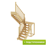 Лестница на второй этаж К-004м/1 Левая с подступенками под покраску