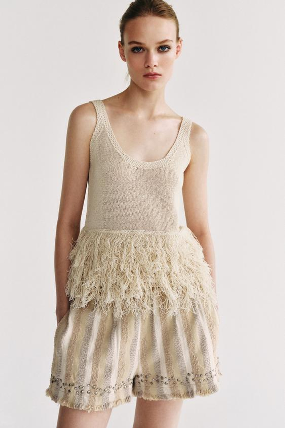ZARA ШОРТЫ ИЗ ФАКТУРНОЙ ТКАНИ В ПОЛОСКУ — ZW COLLECTION, РАЗНОЦВЕТНЫЙ