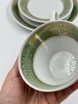 Чайное трио с зелёной каймой