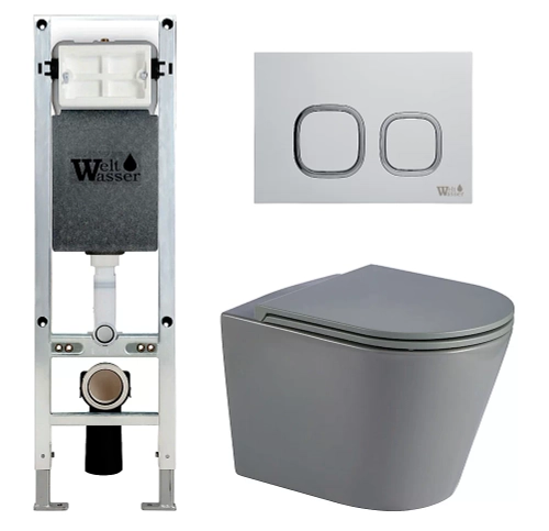 Унитаз с инсталляцией WeltWasser AMBERG 350 ST + SALZBACH 043 MT-GR + AMBERG RD-WT