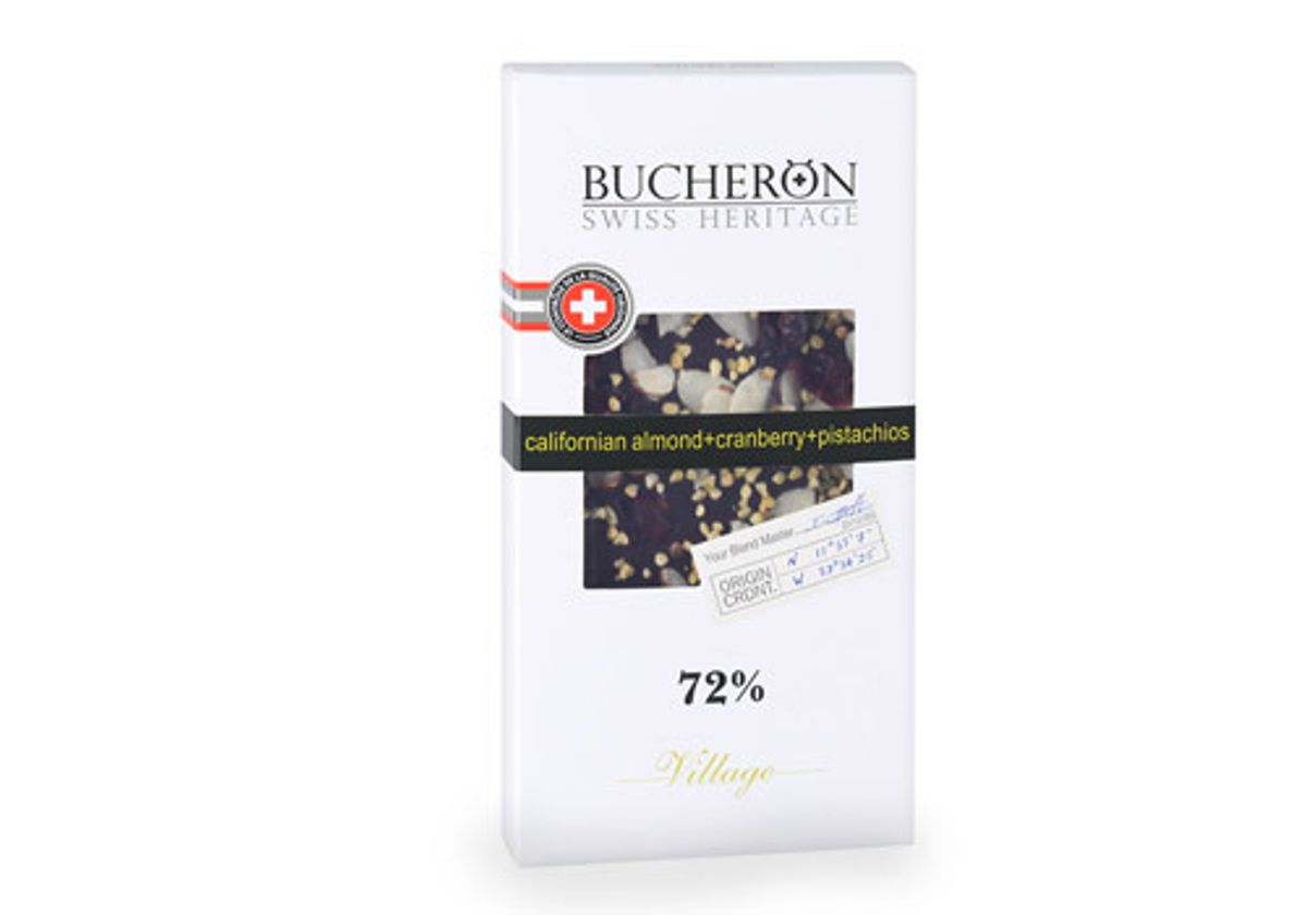 Горький шоколад с миндалем, клюквой и фисташками "Bucheron", 100г