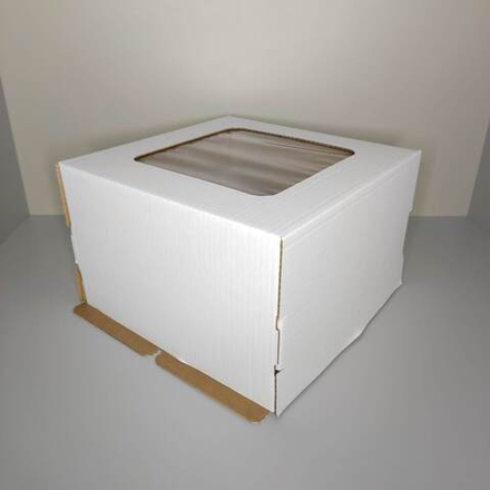 Коробка для торта с окном белая 30х30х19 см