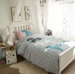 Постельное белье 1.5 Полуторка Сатин Детское Лошадки на сером