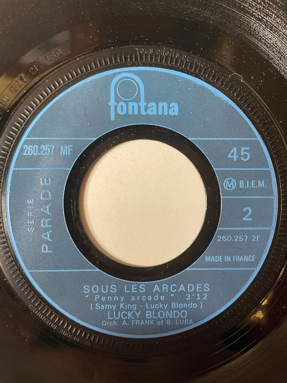 Винтажная виниловая пластинка LP Lucky Blondo Ma Route, Sous Les Arcades (France 1969) 7 дюймов