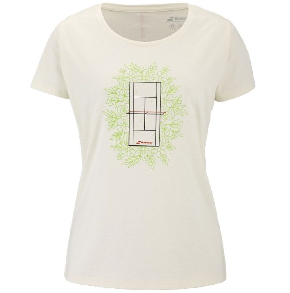 Женская теннисная футболка Babolat Exercise Message - cannoli cream