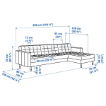 4-местный диван с шезлонгом - IKEA LANDSKRONA, 280х89х78 см, оранжевый, кожа, ЛАНДСКРУНА ИКЕА