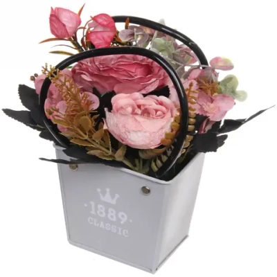 Цветочная композиция «Розовый туман» 15*11*20см в корзинке, цвет розовый