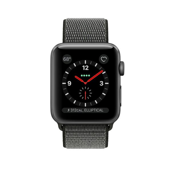Apple Watch Series 3 Cellular 42mm Aluminum Case with Sport Loop (Space Gray / Dark Olive)