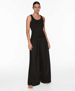 Oysho Топ на бретелях в рубчик, черный