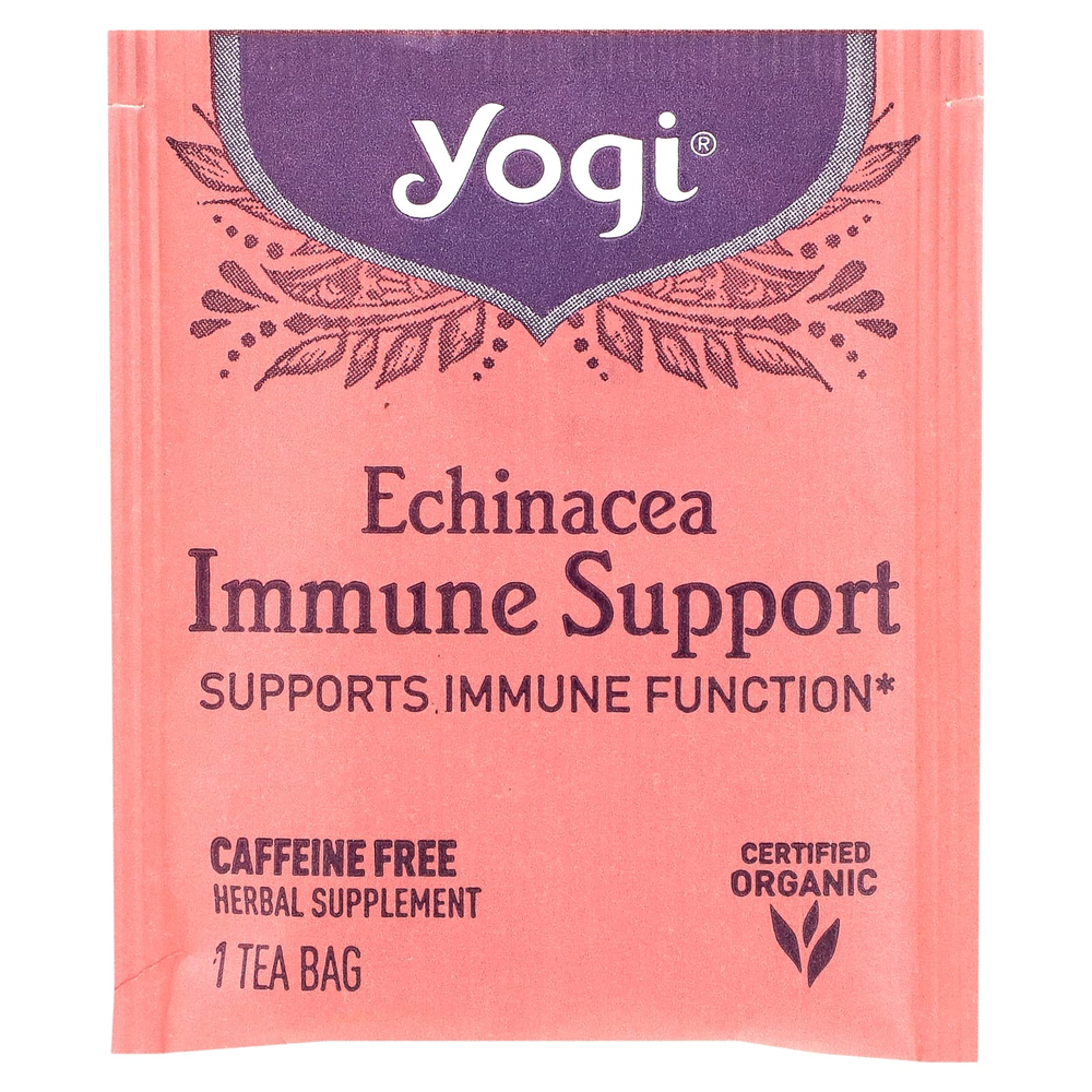 Yogi Tea, Immune Support, эхинацея, без кофеина, 16 чайных пакетиков, 24 г (0,85 унции)