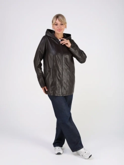 Кожаная куртка демисезонная с капюшоном