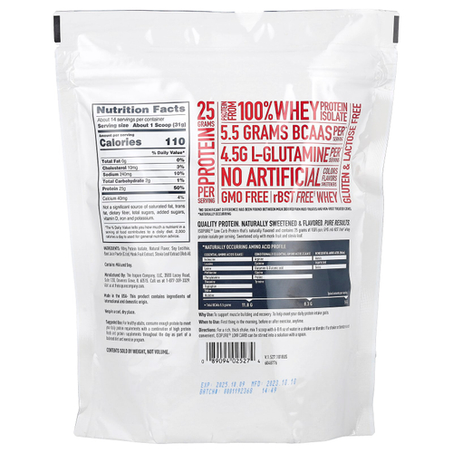 Isopure, протеиновый порошок с низким содержанием углеводов, клубника, 454 г (1 фунт)