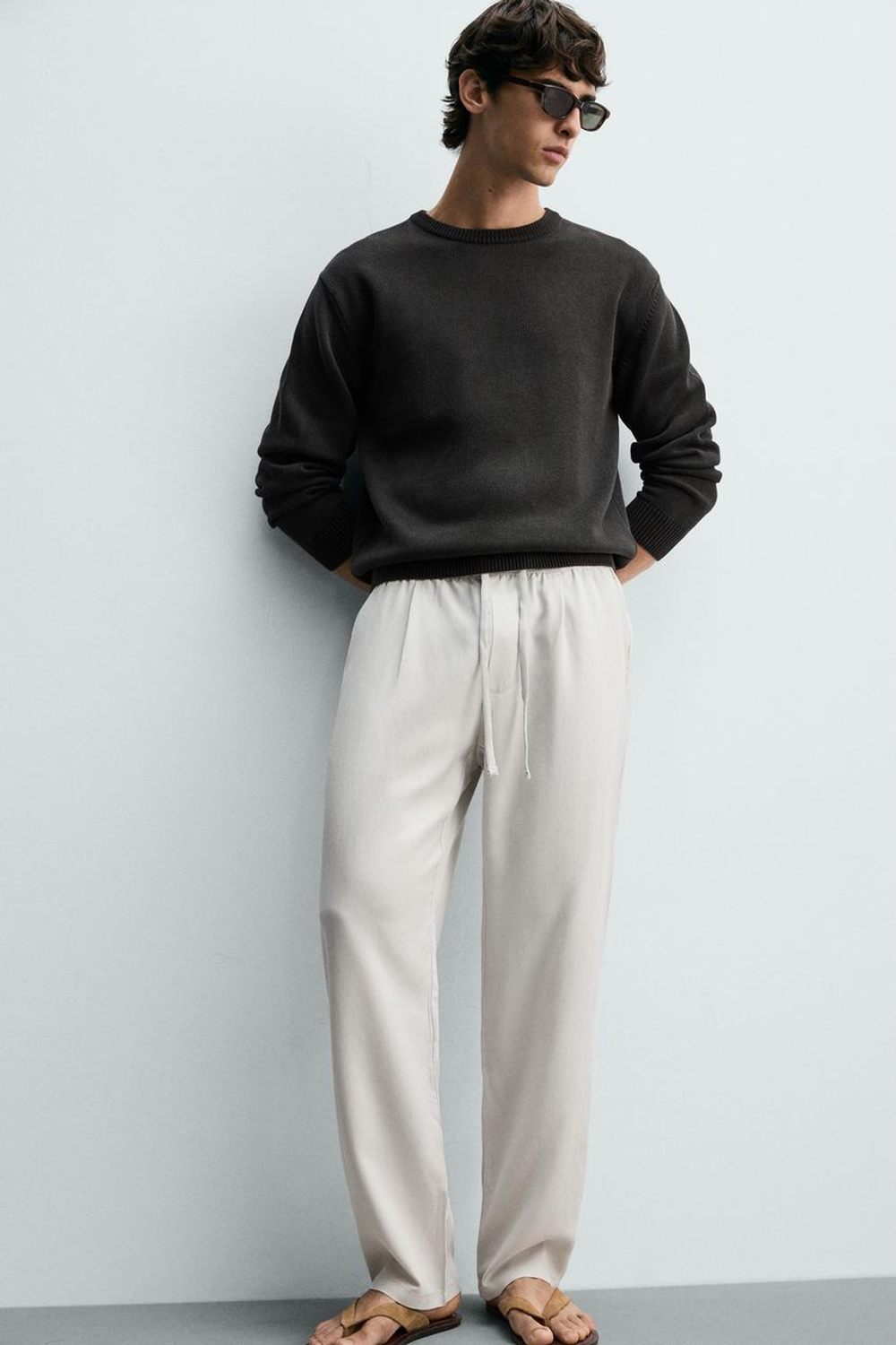 ZARA БРЮКИ REGULAR FIT ИЗ 100% ЛИОЦЕЛЛА, ЖЕМЧУЖНО-СЕРЫЙ
