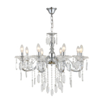 Люстра подвесная 8x40Вт E14, металл/хрусталь, хром/прозрачный