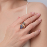 Кольцо «Виноград» из красного золота с фианитами