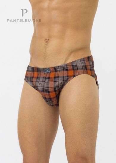 Трусы мужские спорт Pantelemone PMP-244, бежевая оранжевая клетка