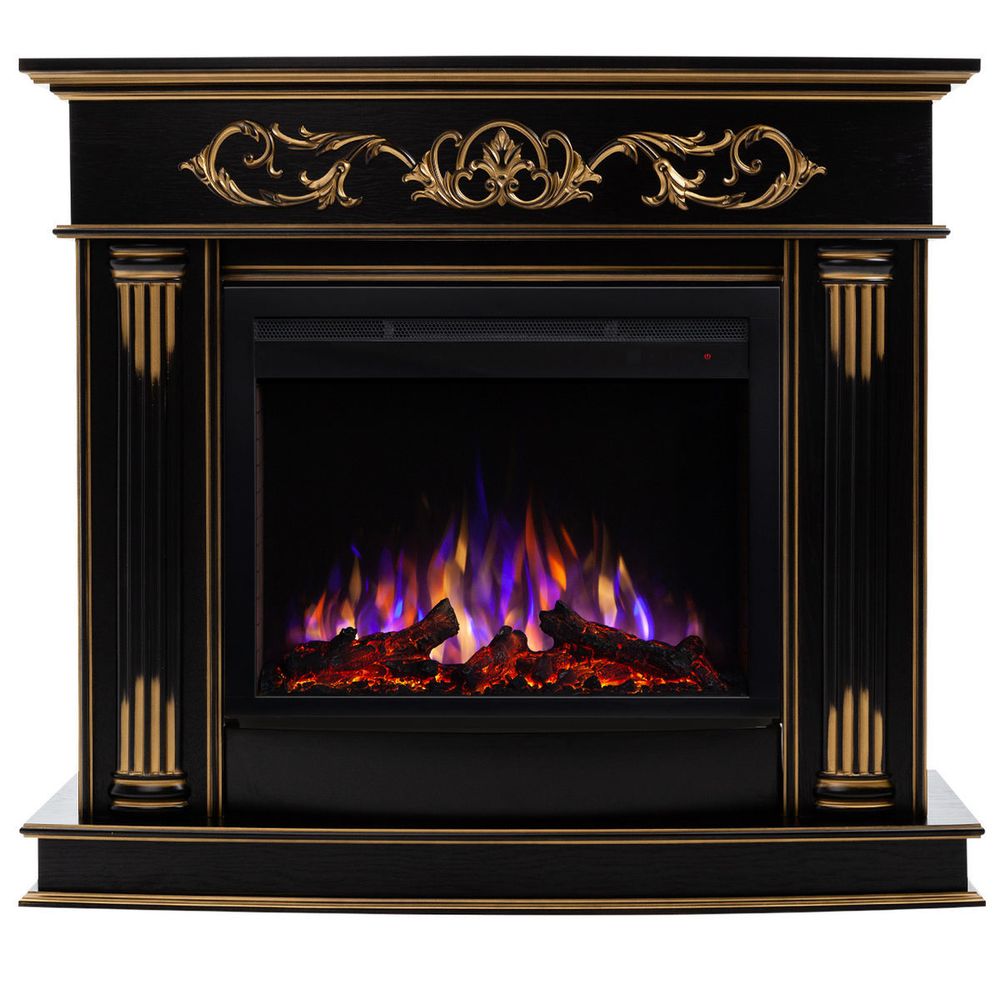Электрокамин RealFlame Milano DN орех с золотом с очагом Saphir 25,5