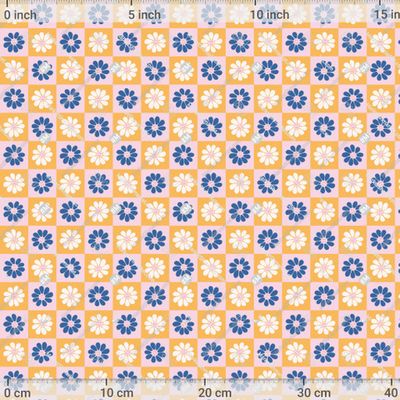 Цветочный ретро паттерн в клеточку by Katerina Daniel 750 DPI