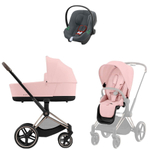 Коляска Cybex Priam IV Rosegold complete Aton B2 Steel Grey Base One 4 в 1 Peach Pink
