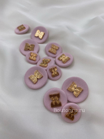 Пуговицы текстильные розовые с золотом