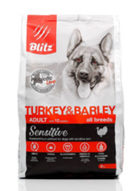 Blitz 1,8кг Sensitive Turkey&Barley Сухой корм для собак Индейка и ячмень