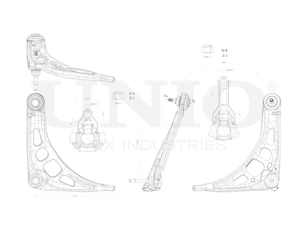 Рычаг подвески поперечный передний нижний левый UNIO SSP-40157