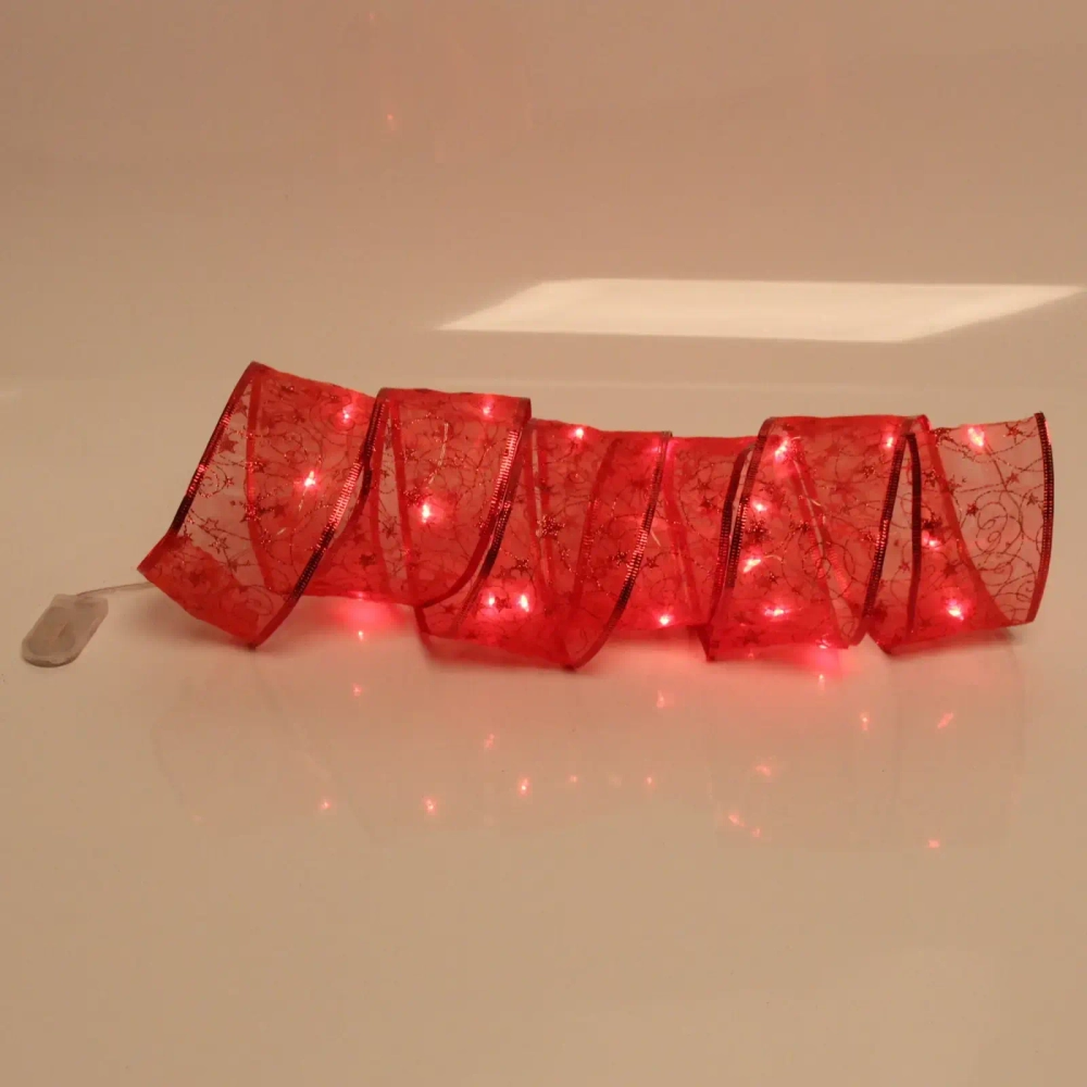 Гирлянда для дома ЛЕНТА ДЕКОРАТИВНАЯ «Волшебство» 2,0 м, 6 см, 20 ламп LED (на батарейках), Красный (подсветка красный)