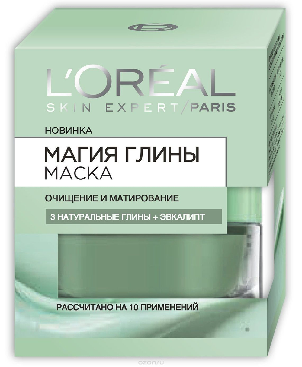 L'Oreal Paris Маска для лица Магия Глины, очищение и матирование, с эвкалиптом, для всех типов кожи, 50 мл