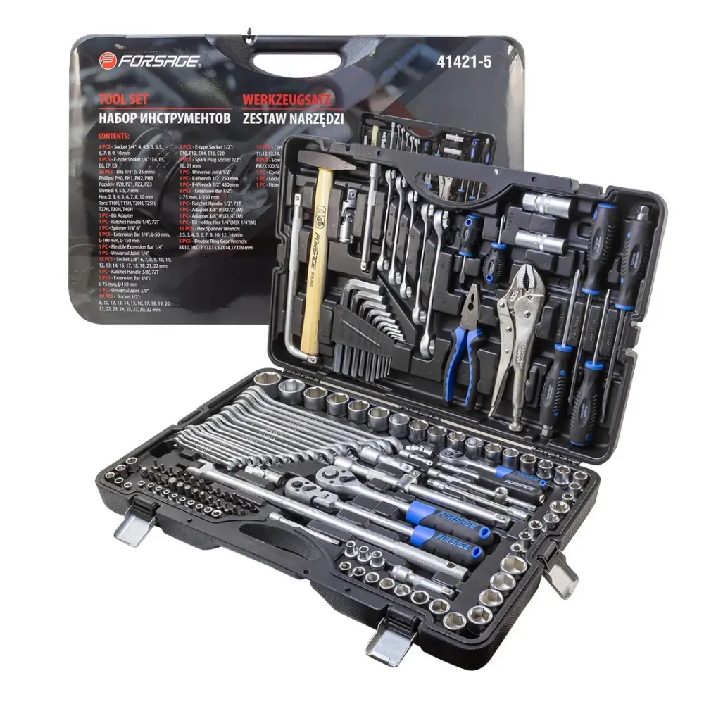 Набор инструментов 142 пр.1/4''3/8''1/2''(6-гр.)(4-32мм) Forsage F-41421-5
