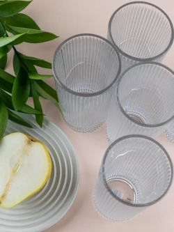 Набор ребристых бокалов для воды, 330 мл. 6 шт. прозрачные