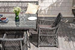 "Катания" обеденная группа плетеная на 6 персон, цвет графит