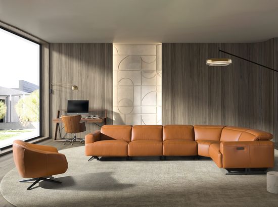 Вращающееся кресло 4166 из темно-коричневой кожи Испания