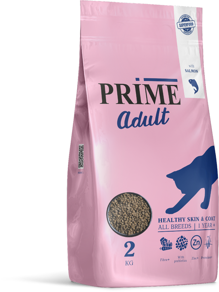 PRIME 2кг Skin&amp;amp;Coat Сухой корм для кошек здоровая кожа и шерсть с 12мес Лосось