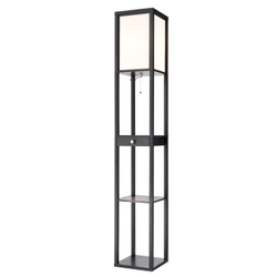 8092/1F COMFI LN26 460 черный/белый, дерево/текстиль Торшер Е27 1*60W 220V PRACTIC