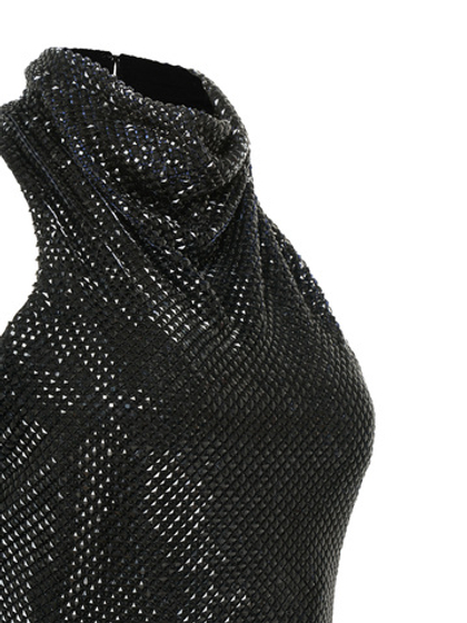 Черное мини-платье из кристаллов