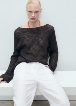 Прямые брюки с хлопком и льном