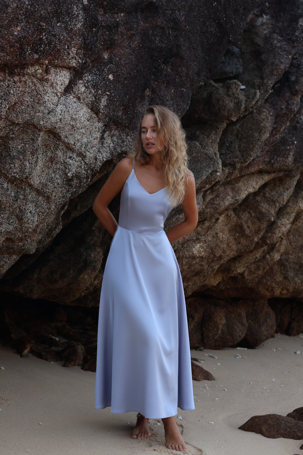 Платье Blossom миди серо-голубой