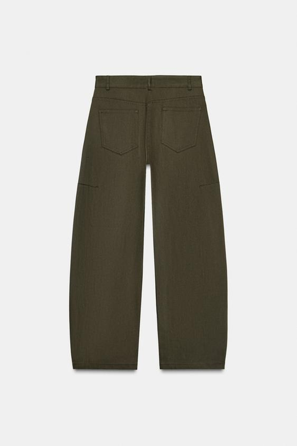 ZARA БРЮКИ-БАЛЛОНЫ ZW COLLECTION, ТЕМНО-ЗЕЛЕНЫЙ