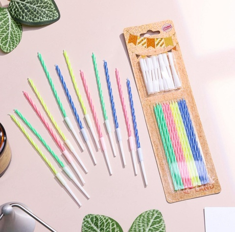 Свечи для торта коктейльные с подставками, 12 см, 12 шт.