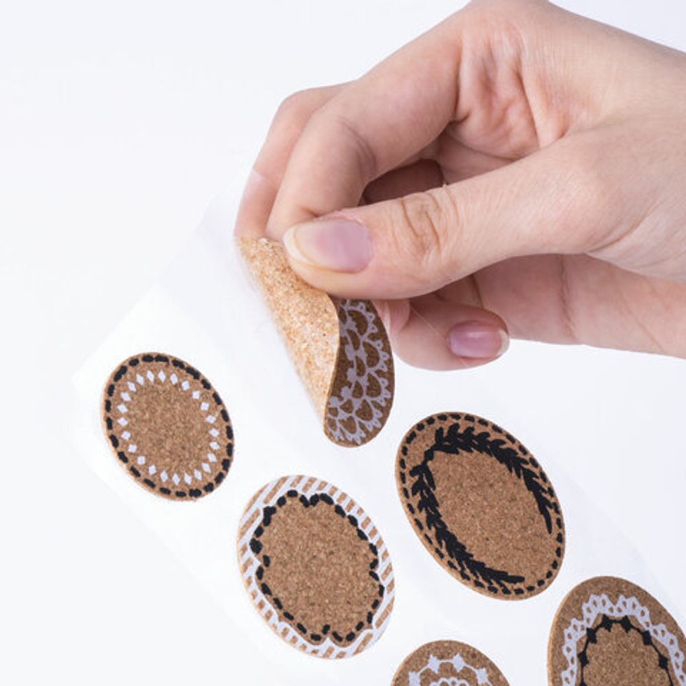 Наклейки пробковые для скрапбукинга и декора КРУГИ, 7 штук, с рисунком, ОСТРОВ СОКРОВИЩ, 662281