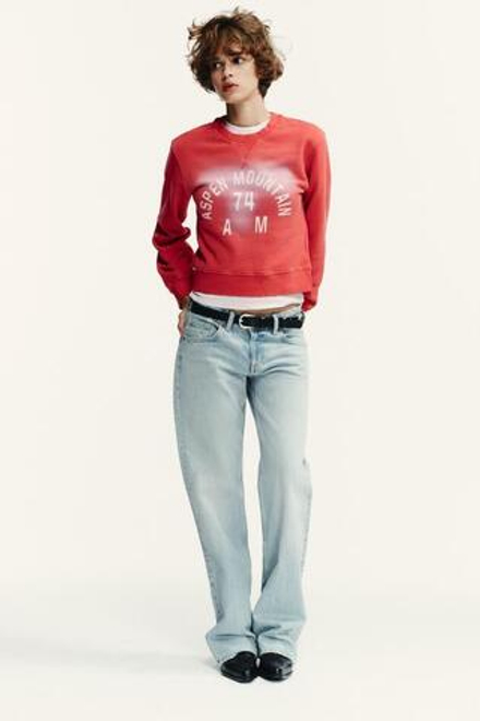 ZARA ДЖИНСЫ TRF WIDE LEG С НИЗКОЙ ПОСАДКОЙ, ЛИНЯЛЫЙ СИНИЙ